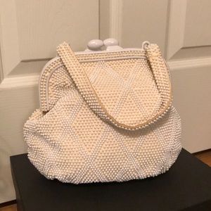 Beaded Vintage 60’s Bag Marchioness white Cream